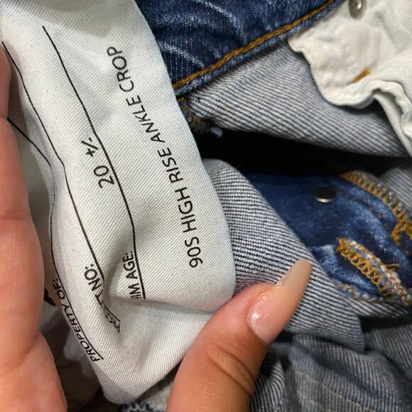 Re/Done 90s High Rise Ankle Crop Dark Wash Raw Hem Denim Jeans sz 29 - Picture 7 of 8